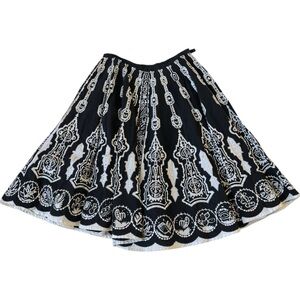 Anthropologie Silver Sequin Flare Skirt Black White